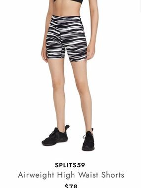 Splits59 High-Waist Zebra Print Bike Shorts — Black & White